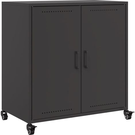 Credenza buffet cassettiera mobile contenitore organizer cucina soggiorno soggiorno 68,5 x 39 x 72 cm acciaio nero 020036018