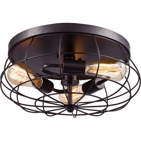 Retro metal cage chandelier, three-headed iron cage ceiling light, without bulb, 220V, E27 (1/5)