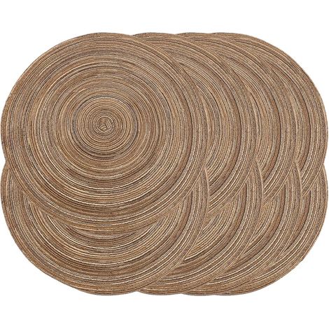 Lot de 8 Sets de Table Ronds tressés de 38,1 cm pour Tables de Salle à Manger, en Tissage Naturel, résistants à la Chaleur (Rond, marron8)'Rond Marron 8 8 pcs'Rond Marron 8'8 pcs (1/5)