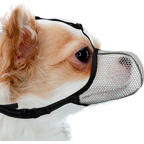 Dog Muzzle Breathable Soft Dog Muzzle for Extra Small Dogs Prevent Barking, Biting and Chewing, Reflective and Adjustable Dog Muzzle in Basket (1/5)