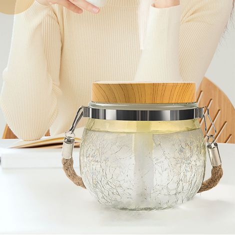 Ice Flower Glas-Luftbefeuchter, verbessertes Modell 2022, USB-wiederaufladbar, Tischzerstäuber, weiß. (1/5)