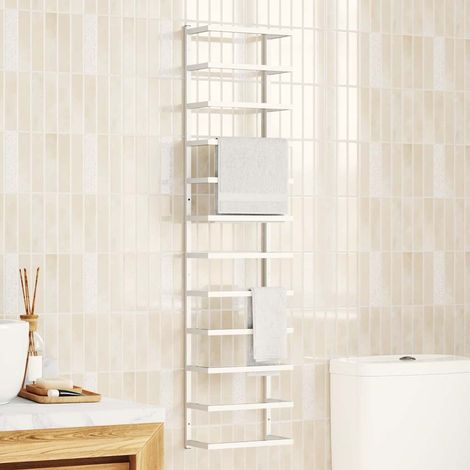 Porte-serviette de salle de bain Style Contemporain - Blanc 24x12x96 cm Acier BV435417 - BonneVie (1/5)
