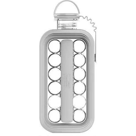 2-in-1 Tragbare Eiskugelform – Wasserflasche mit grauem Deckel zur Eiswürfelherstellung (1/5)