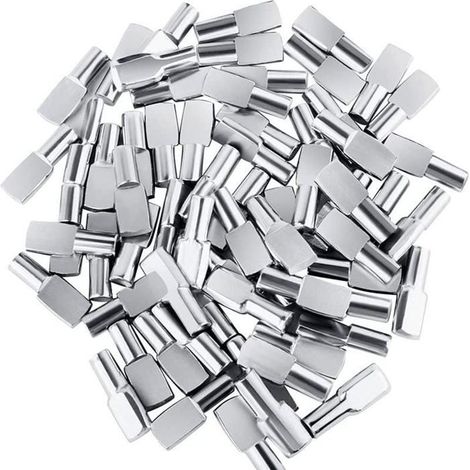 Lot de 60 Taquet Etagere pour Meubles Goupille Chevilles Support Etagere en Métal Nickelé 5mm Étiquette (1/4)