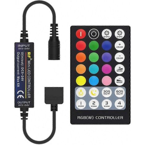 Contrôleur de bande LED RGBW Télécommande RF 28 touches 12 V CC/24 V CC Réglage de la vitesse, de la luminosité, de la couleur et des scènes Compatible 5050 RGB+W (1/5)