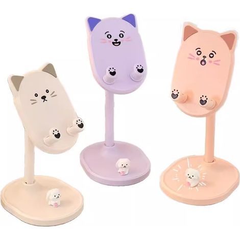 TrAdE Shop Traesio - Supporto Per Cellulare Carino Da Tavolo Regolabile Telescopico Universale Portatile - (1/5)