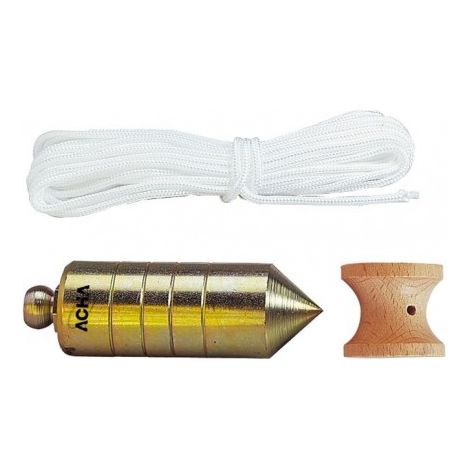 PLOMADA DE ACERO ZINCADA + NUEZ DIABOLO DE MADERA 700grs - ACHA