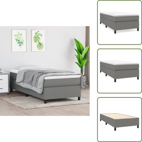 The Living Store Struttura Letto a Rete a Molle Grigio Scuro 80x200 cm Tessuto - Struttura letto