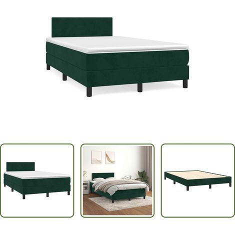 vidaXL Matratzenauflage -  Boxspringbett mit Matratze Dunkelgrün 120x190 cm Samt (1/5)
