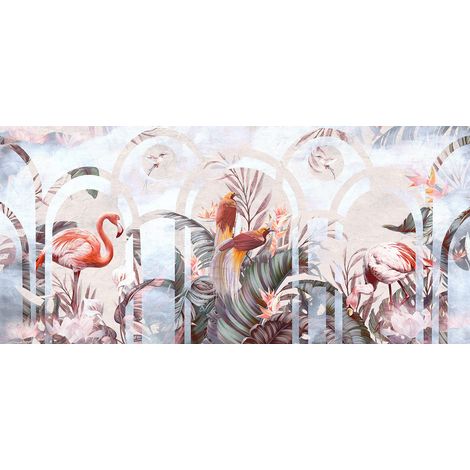 Papier peint panoramique - Flamants Roses - 130 cm x 60 cm (1/2)