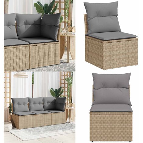 Chaise de jardin sans accoudoirs avec coussins beige poly rotin - Chaises De Jardin - Canapé De Jardin - Fauteuil De Jardin - Mobilier De Jardin - Rotin PE - Home & Living (1/5)