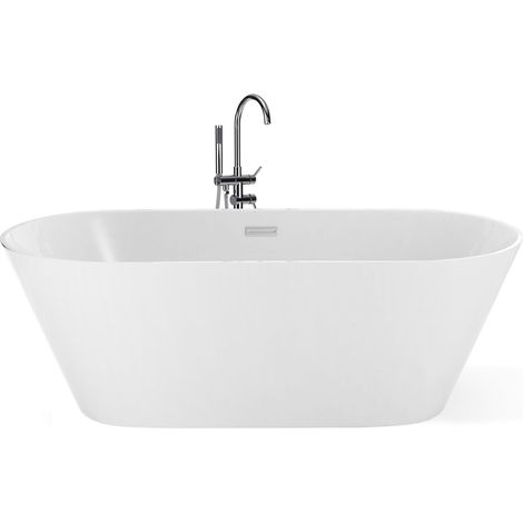 Vasca da Bagno Freestanding Acrilico Sanitario Bianco Ovale 150 x 75 cm Havana