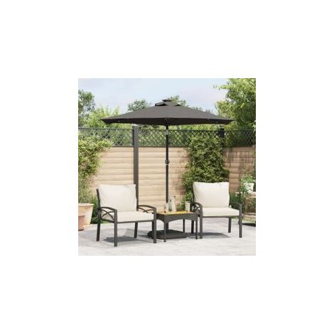 Parasol de jardin LED et mât en acier anthracite 225x225x212 (1/5)