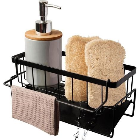 Porte Éponge - XVX - Acier Inoxydable - Rangement Cuisine - Organisateur - Durable (1/4)