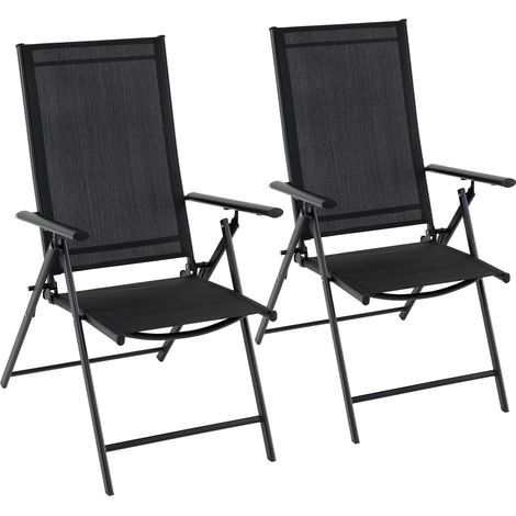 COSTWAY Patio Folding Chairs Set of 2 Adjustable High Back Outdoor Recliners