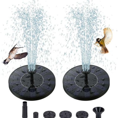 Lot de 2 fontaines solaires d'extérieur avec pulvérisateurs et pompes solaires pour bassin, adaptées bassins de jardin, bassins à poissons et piscines (1/5)