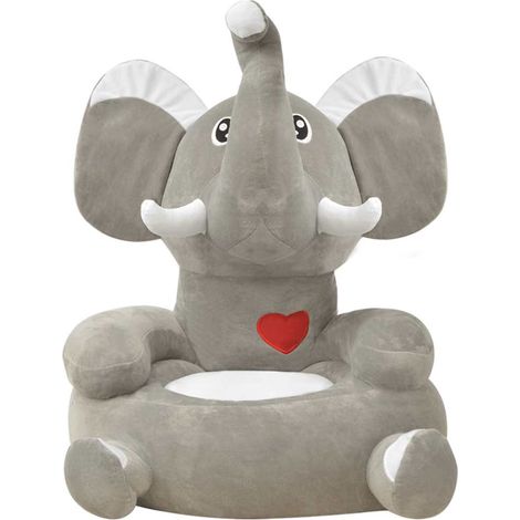 Maison Exclusive - Silla de peluche para niños elefante gris (1/3)