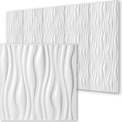 Pannello murale 3D da dipingere - confezione da 3 m² - lotto di 12 pezzi - 0,5x0,5 m - Bianco (1/4)