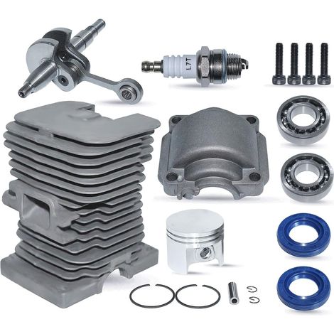 Jeu de cylindre MS170, pour STIHL 017, 018, MS170, MS180, 1130 020 1208, 1132 030 0402, Jeu de cylindre 37 mm, Joint d'huile 15255, Vilebrequin 8 mm, Bougie L7T/Bpmr7A pour moteur deux-temps (1/5)