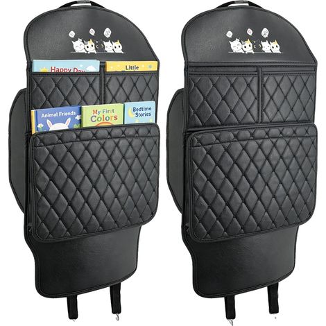 Protector de respaldo para asiento de coche, superficie repelente al agua, ajuste universal, PU, negro, Four Seasons (1/2)