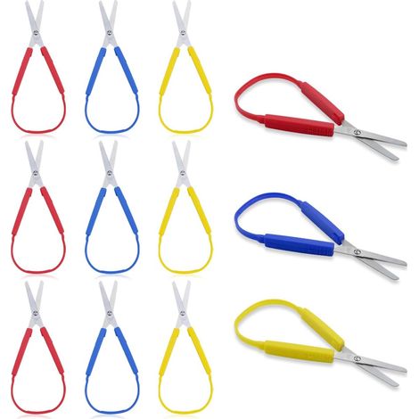 Ciseaux À Boucle - Ciseaux Circulaires Élastiques À Ouverture Automatique - Pour Travaux Manuels Loisirs Créatifs École Bureau Maison - Lot De 9 Pièces (1/5)