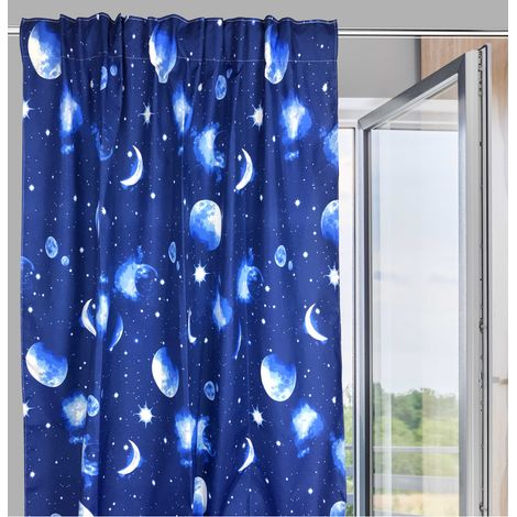 TENDA MOON LUNA LUNARE PIANETI BLU CM. 140X280 MADE IN ITALY (1/5)