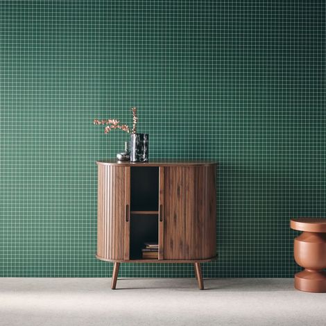 Buffet portes 2 coulissantes avec étagère. décor bois rainuré. buffet bas. L 80 x P 40 x H 80cm
