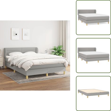 Boxspringbett mit Matratze Hellgrau 140x200 cm Stoff - Boxspringbett - Doppelbett - Bettenrahmen - Lattenrost - Matratze (1/5)