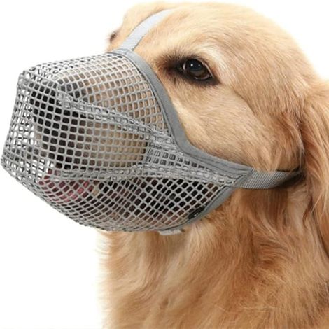 Réfléchissante Ajustable Museliere Chien, Muselière Respirante, Muselière Chien, Mordre Couvre Muselière Chien, Maille Réglable Respirante, Moyennes Chiens Gris Clair,L (1/5)