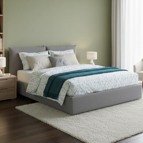 Talamo Italia Cama matrimonial Gabriella, Cama contenedor con revestimiento de tela, 100% Made in Italy, Apertura frontal, adecuado para colchón Cm 160x200, Gris, con embalaje reforzado (1/5)