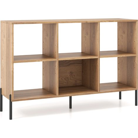 Librería multifuncional de 6 compartimentos 120 x 35 x 79,5 cm estable y ajustable estilo moderno madera de ingeniería natural 200020783
