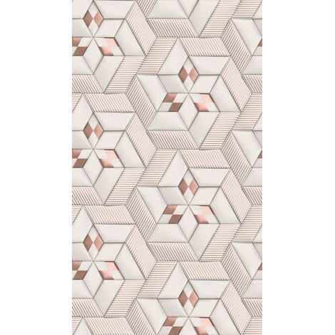 A.S. Creations – Papier peint vinyle sur intissé rose géométrique 3D – Lessivable et strippable – Bonne résistance à la lumière – Raccordable (1/3)