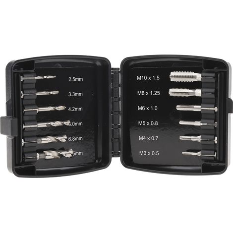 Rs Pro – Coffret de 12 tarauds et forets HSS – Pour filetages précis et durables – Acier haute vitesse – Kit compact professionnel