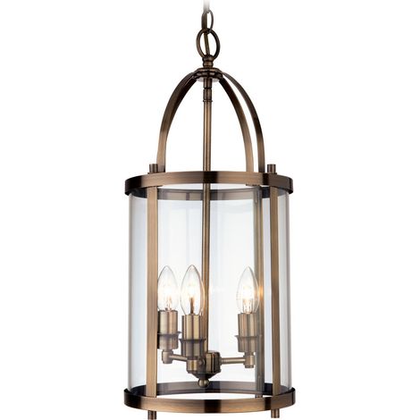 Firstlight Imperial - Lanterne à suspension ronde à 3 ampoules en laiton antique, E14