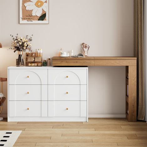 Coiffeuse pivotante avec éclairage LED coiffeuse bureau blanc et finition bois 105x40x80cm (1/5)