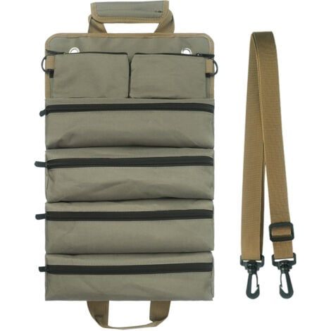 Sac à outils enroulable pour homme/femme, organiseur d'outils à roulettes durable et imperméable, bandoulière multifonctionnelle, sac à roulettes portable et robuste,vert (1/5)