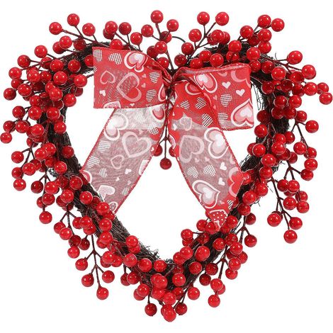 Guirlande En Forme De Coeur - Fleurs Roses Artificielles - Décoration Murale Pour Porte D'Entrée Cheminée Ou Mur - 14 Pouces (1/5)