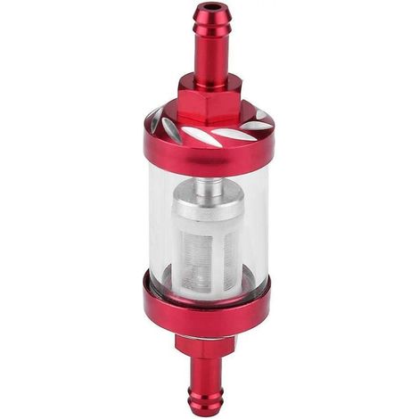 BEBUSINGOTO Filtro de combustible de vidrio metálico para motocicleta, rosca de 8 mm, color rojo (1/5)