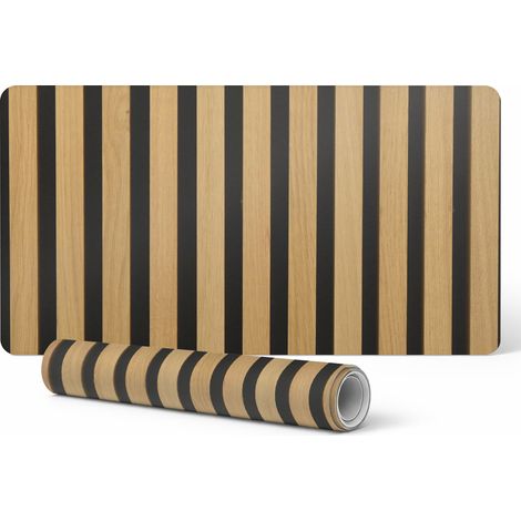Protector de vinilo para empresas y oficinas con estampado de rayas verticales de madera, 100 x 50 cm.