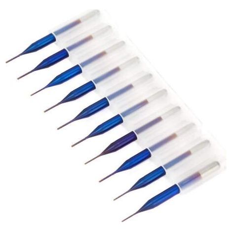 FENOPLASTICA10pcs Cône Fraise en Carbure, Forets Fraises à noyer de Tungstène Bleu Enduit Fraises en Bout pour Machine de Gravure Carte de Circuit Imprimé SCM (0.6mm) (1/5)