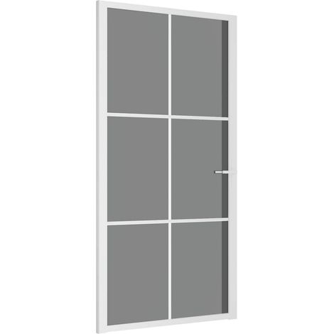 vidaXL Puerta interior vidrio EGS y aluminio blanco 102,5x201,5 cm (1/2)