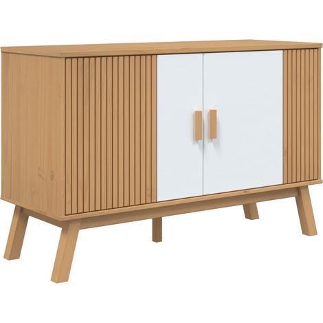 Aparador Buffet Cómoda Mueble Almacenamiento Organizador Cocina Salón Salón y 114 x 43 x 73,5 cm Madera Maciza de Pino Blanco 020036172