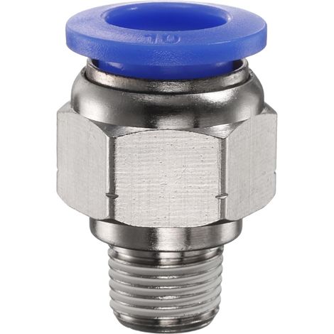 1pc Raccord Rapide Air Comprimé 10mm OD x 1/8" NPT PC10-N01 Bleu (1/5)