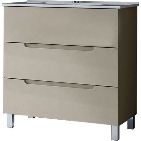 Kibath Mueble de baño con Lavabo VICTORIA 100x45 cm acabado MOKA mate 3 cajones con patas