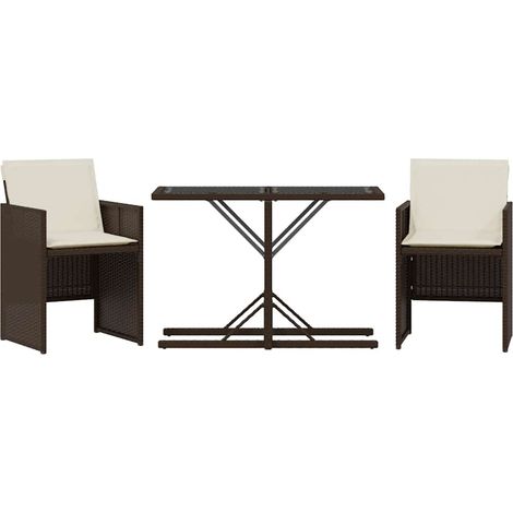 Maison Exclusive - Ensemble de bistro 3 pcs avec coussins marron résine tressée