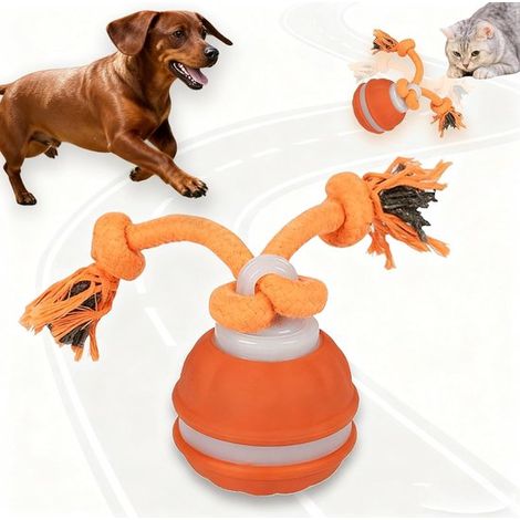Jouet interactif pour chien - Balle rebondissante interactive - Balle intelligente - Robuste et durable - Balle roulante active pour chiens de petite et moyenne taille - 1 pièce - Orange
