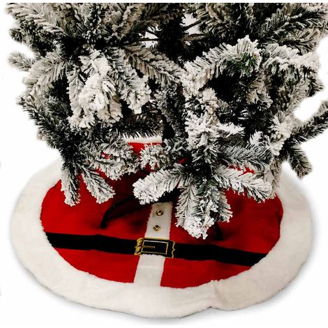 Tappeto Gonna Copertura Base Albero di Natale Natalizio Rosso e Bianco 90 cm