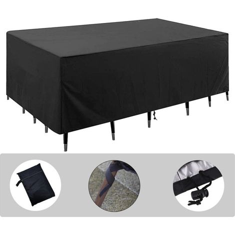 Housse pour mobilier de jardin - Housses pour mobilier de terrasse - Housses pour canapé et fauteuils - Housses pour table et chaises carrées - Noir - Polyester (1/5)