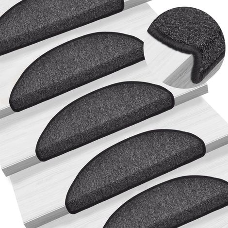 vidaXL Lot de 15 tapis de marche d'escalier anthracite 56 x 17 x 3 cm (1/2)