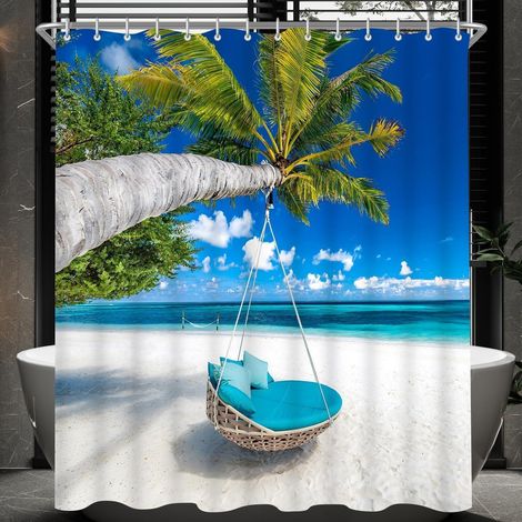 Duschvorhang Strandmuster 180x200cm Antischimmel, Wasserabweisend (1/5)